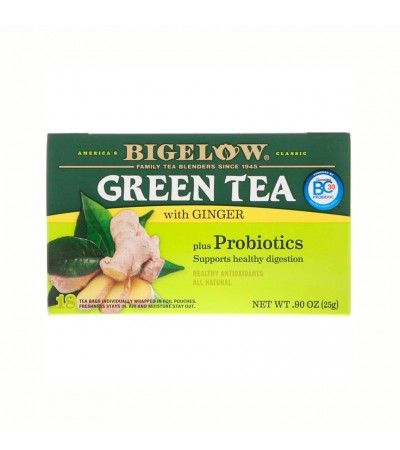 Bigelow Ginger plus Probiotic Green Tea 18bg 0.90 oz