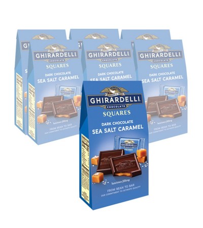 Ghirardelli Premium Dark Chocolate Sea Salt Caramel Filled Squares Bag 5.32oz