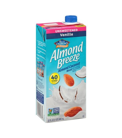 Blue Diamond Beverage Unsweet Almond Breeze Coco Vanilla 32 oz