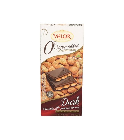 Valor Bar No Sugar Added Dark Chocolate with Almonds 5.3 oz