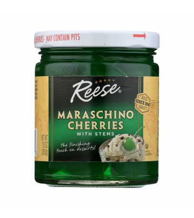 Reese Green Maraschino Cherries with Stems 10oz